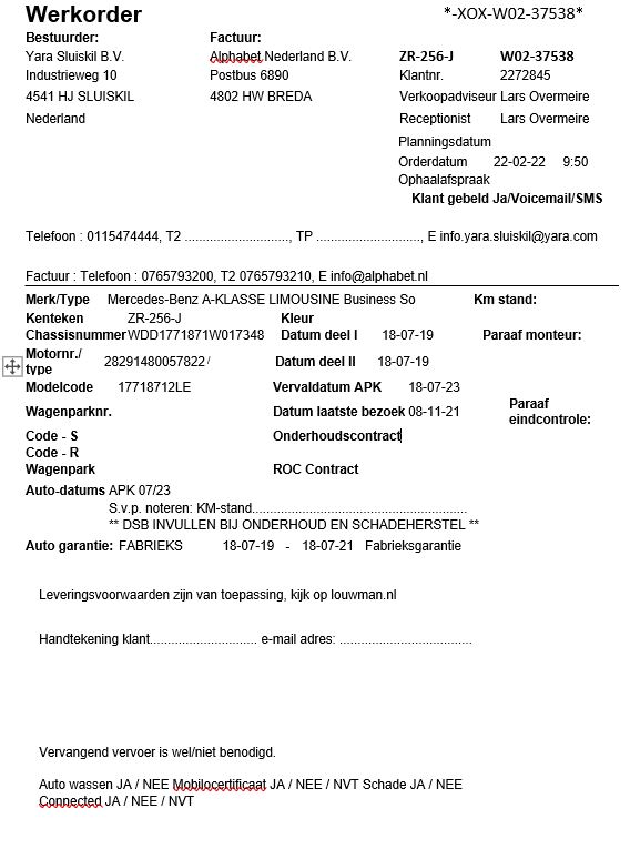 Werkorder door Lars Overmeire